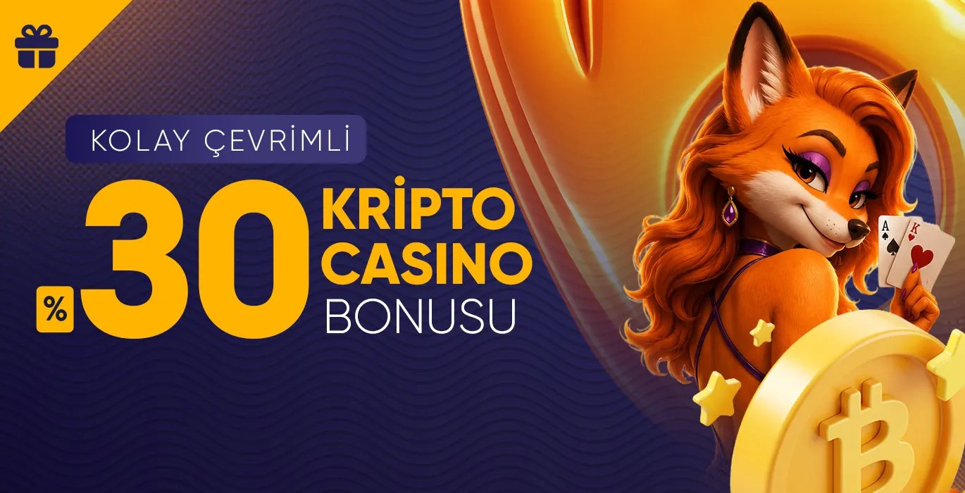 Kolay Çevrimli %30 Kripto Casino Yatırım Bonusu — kampanya görseli